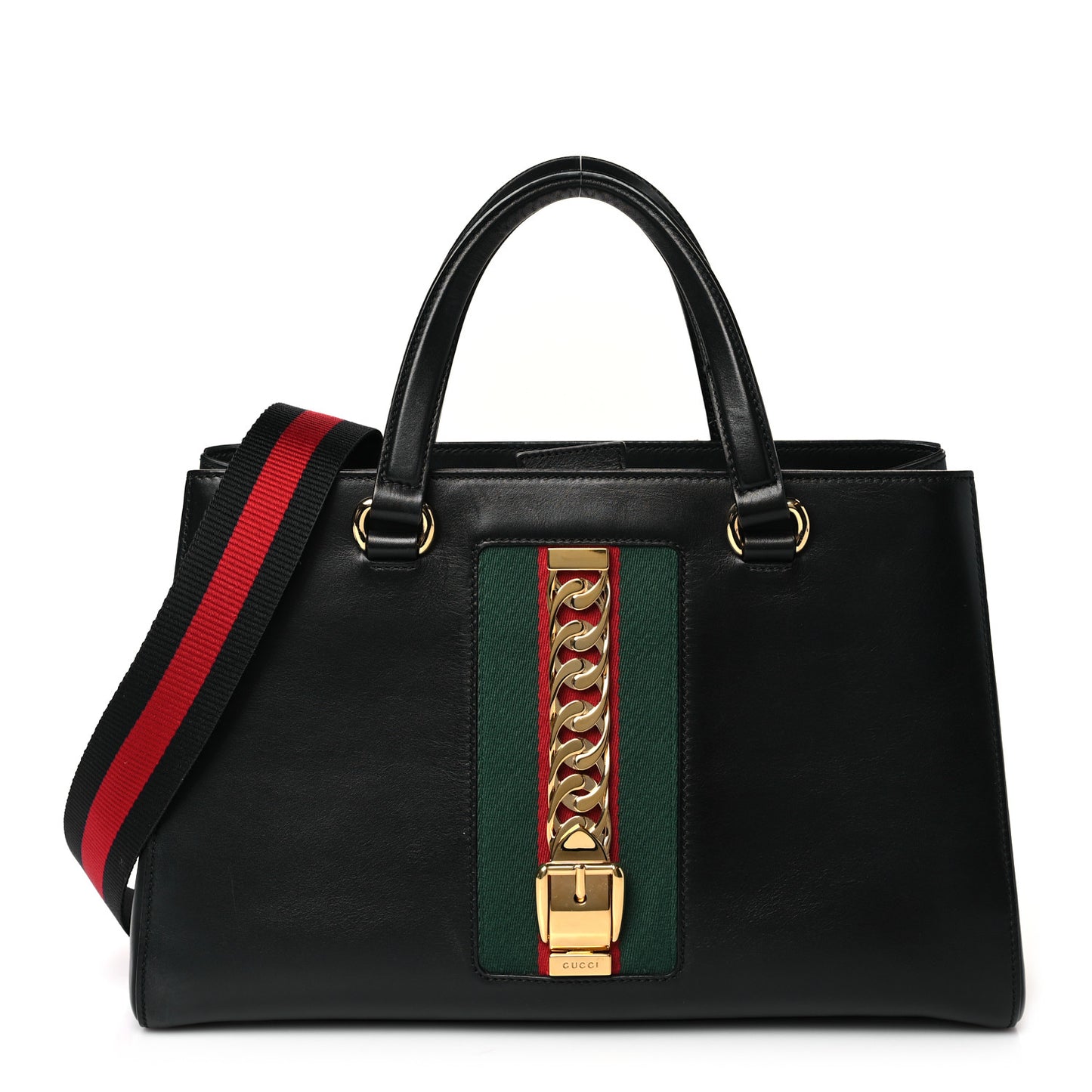 Calfskin Large Sylvie Top Handle Tote Black