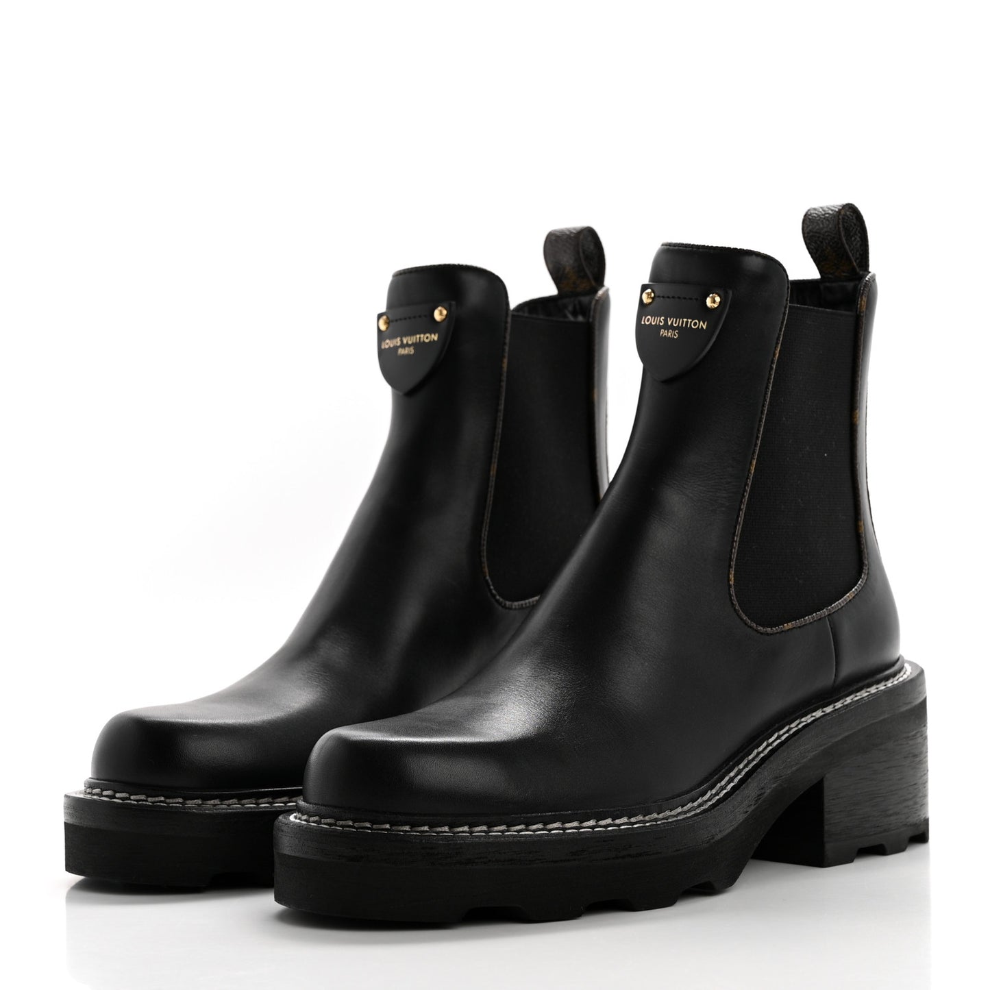 Calfskin Monogram Beaubourg Ankle Boots 37.5 Black