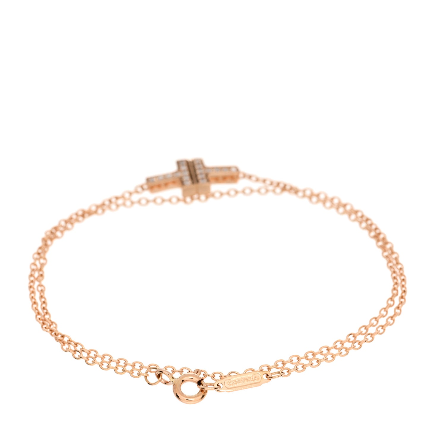 18K Rose Gold Diamond T Double Chain Bracelet