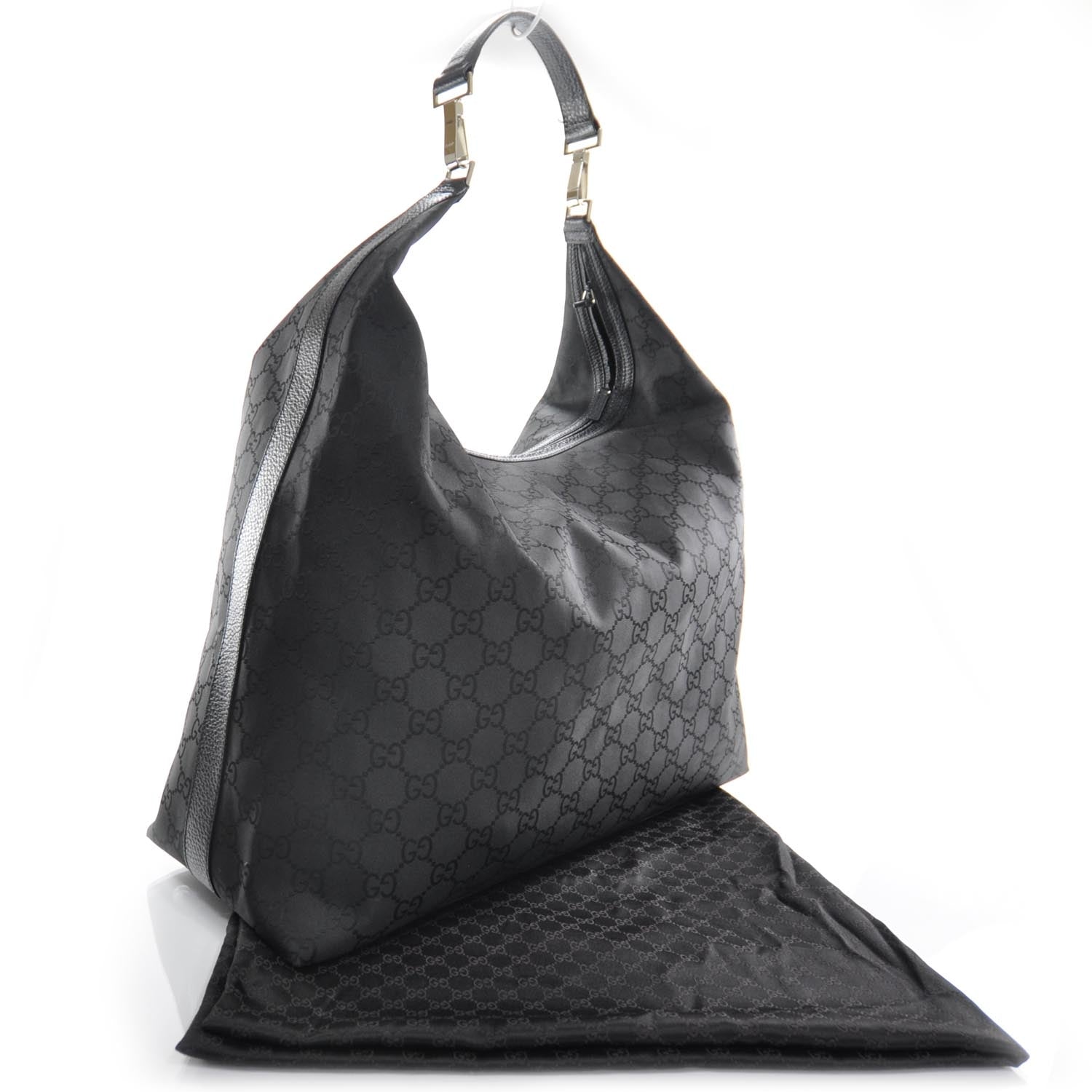 Gucci Nylon Monogram Large Hobo Black 3 of 9