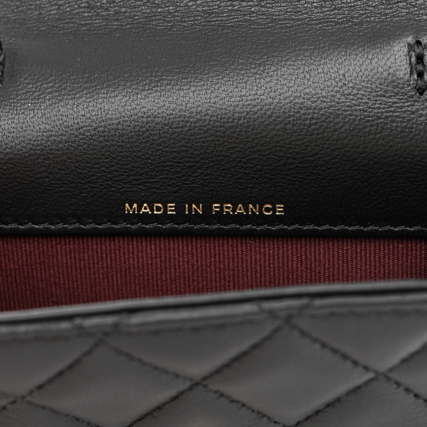 Lambskin Quilted Wallet With Chain Black