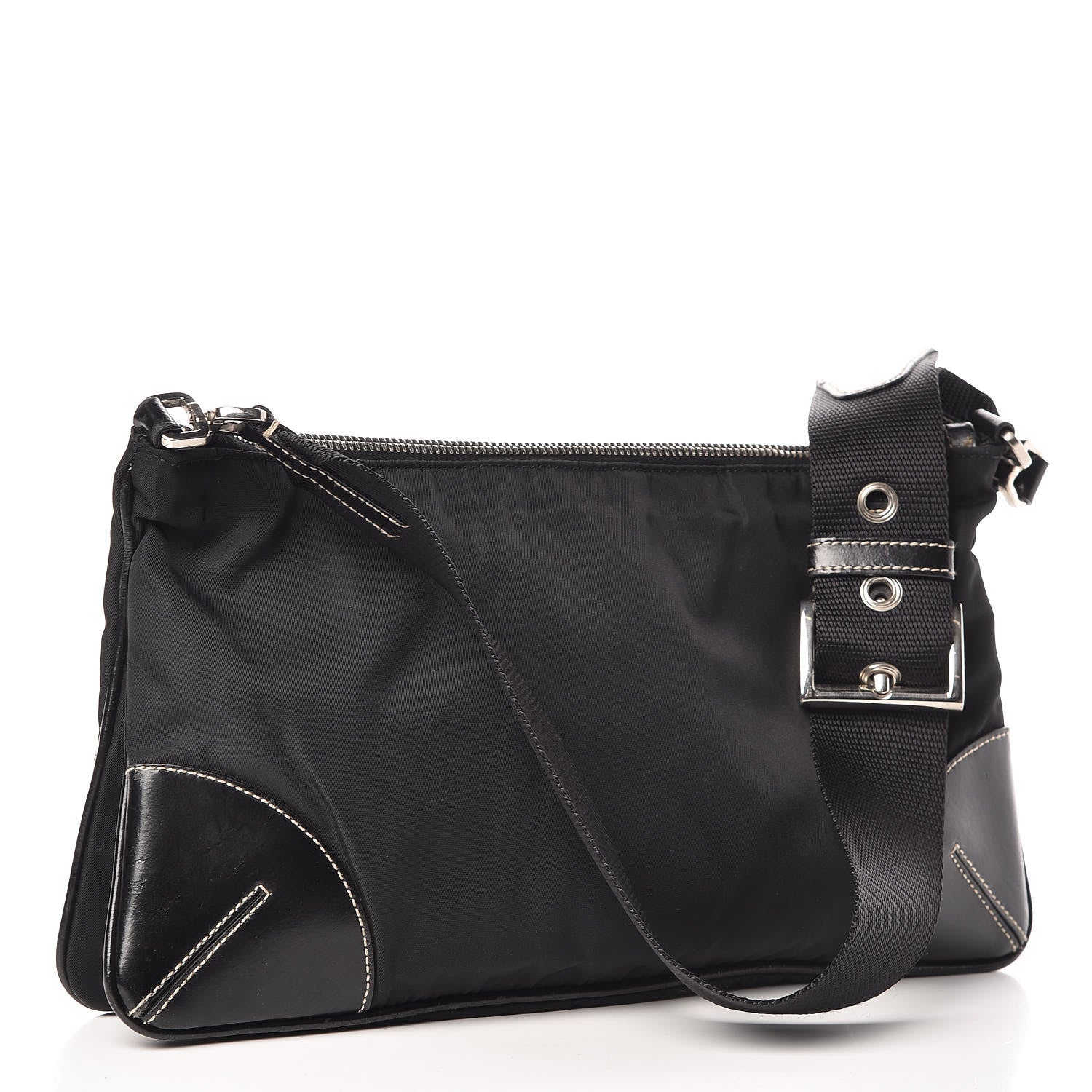 Prada Tessuto Nylon Shoulder Bag Black 3 of 10