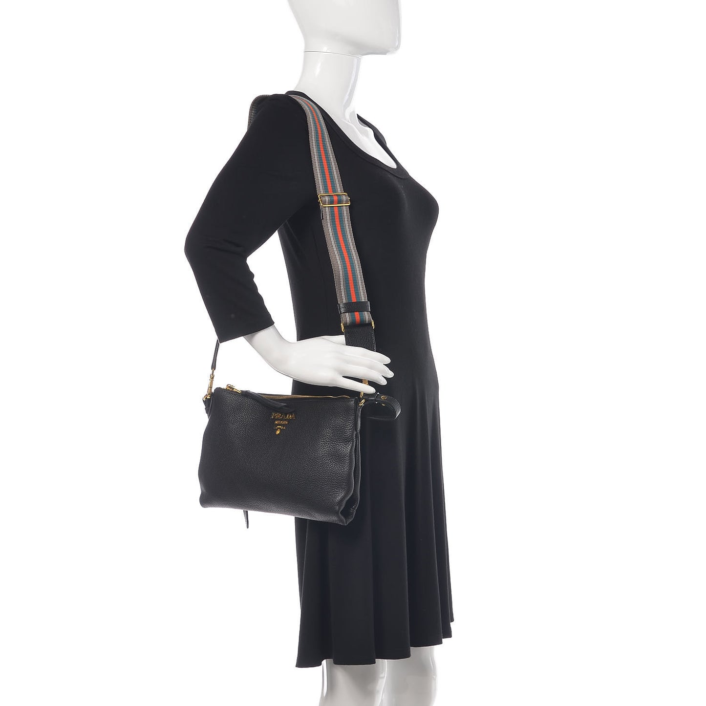 Vitello Daino Crossbody Bag Black