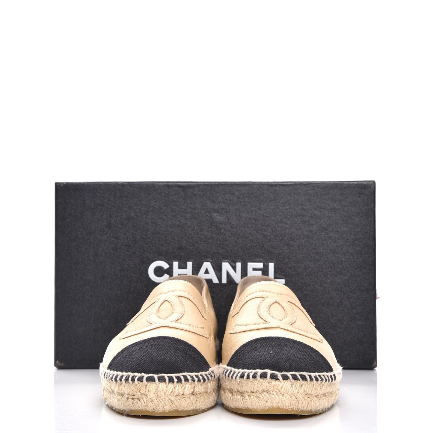 Lambskin CC Espadrilles 41 Beige Black