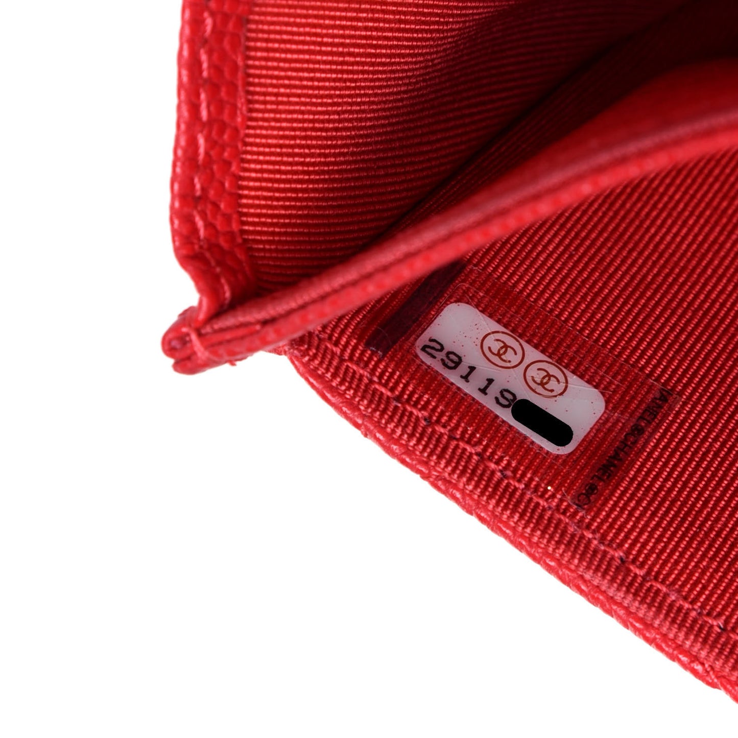 Caviar Quilted Flap Card Holder Wallet Red