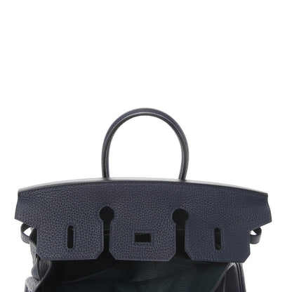Hermes Togo Swift Officier Birkin 25 Bleu Nuit Vert Cypress 13 of 35