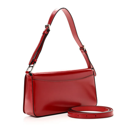 Prada Spazzolato Femme Flap Shoulder Bag Scarlatto Black 3 of 9