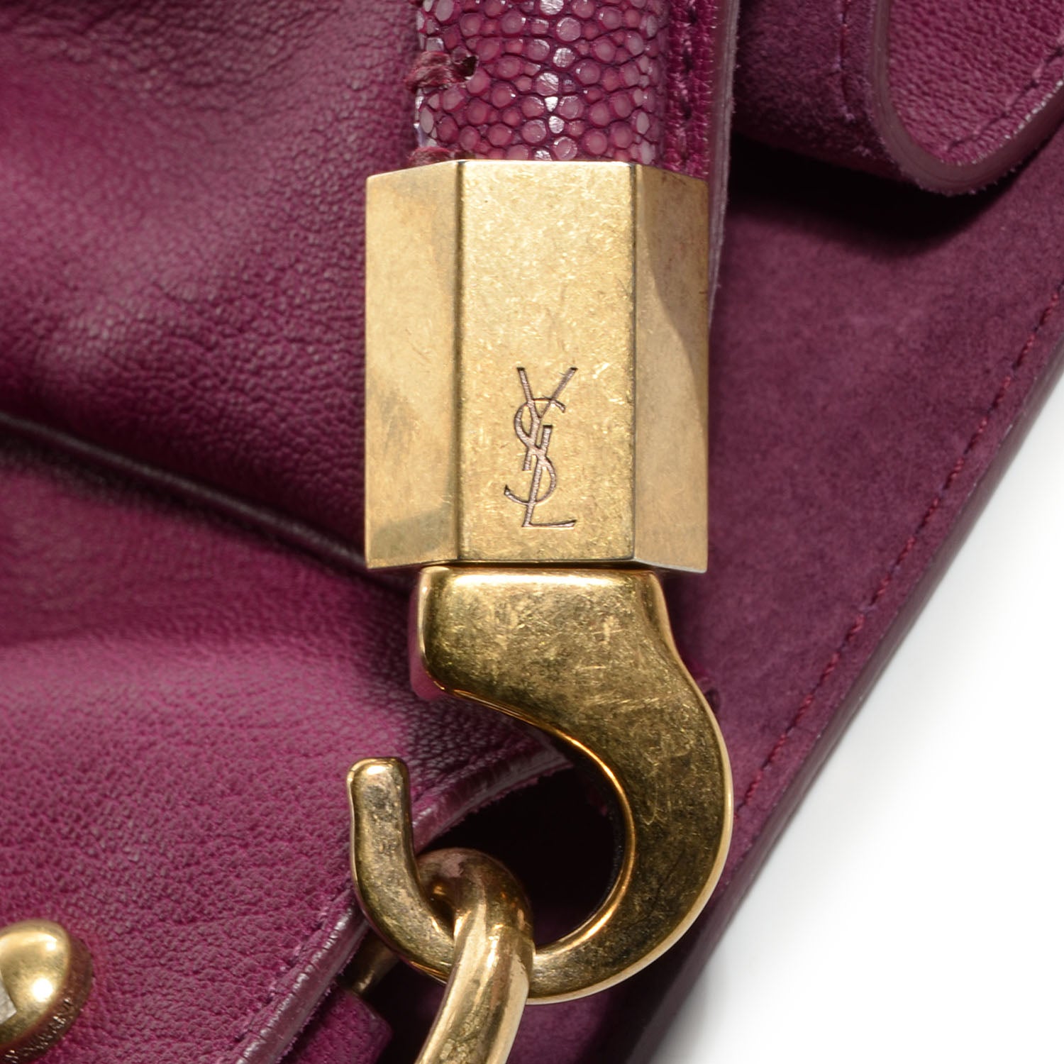 Saint Laurent Sheepskin Stingray Large Roady Hobo Magenta 6 of 9