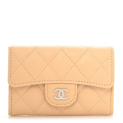 Chanel Caviar Quilted Flap Card Holder Wallet Beige 1 of 9
