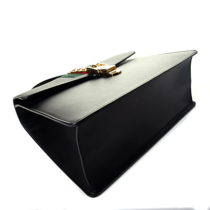 Gucci Calfskin Medium Sylvie Top Handle Bag Black 5 of 10