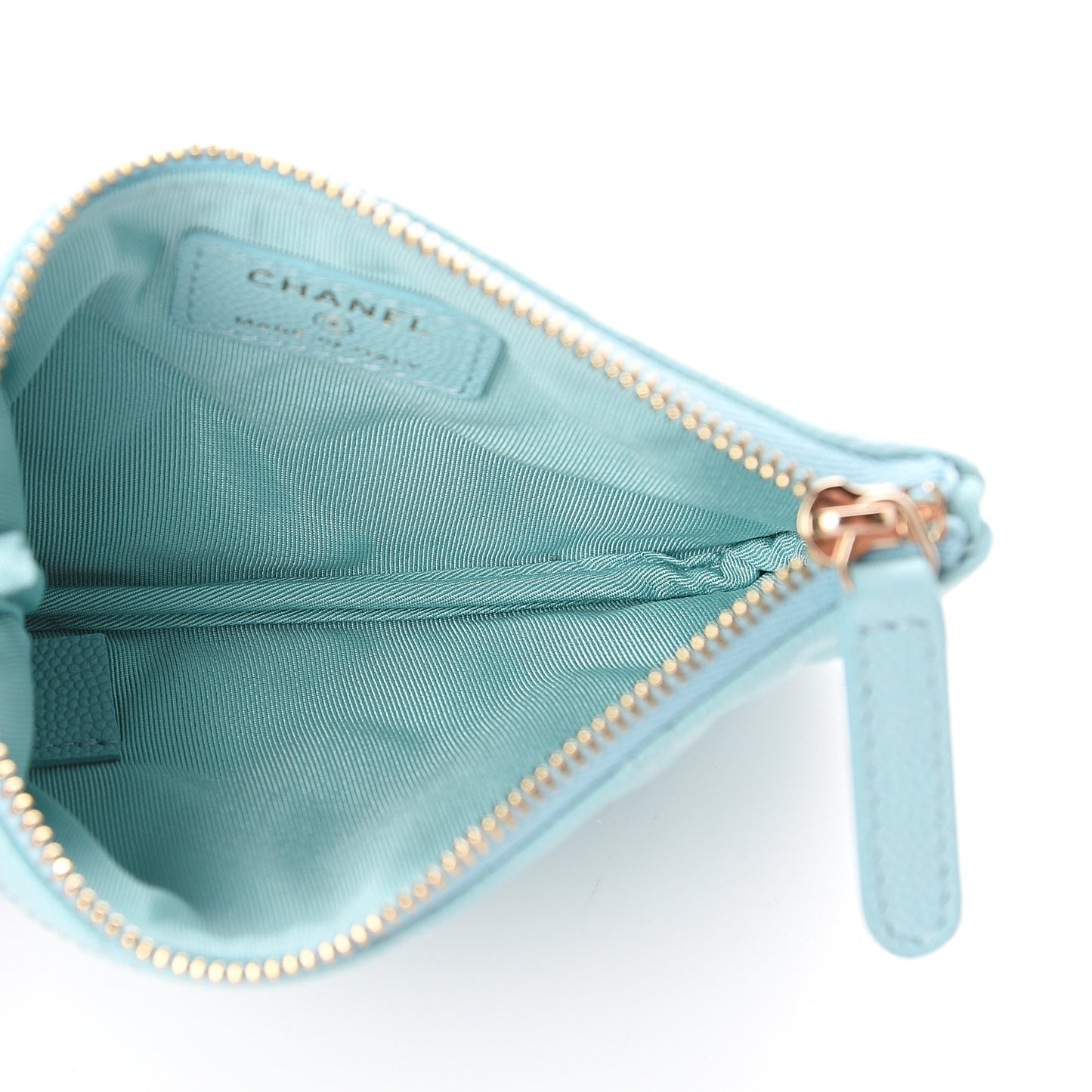 Caviar Quilted Small Cosmetic Case Light Blue