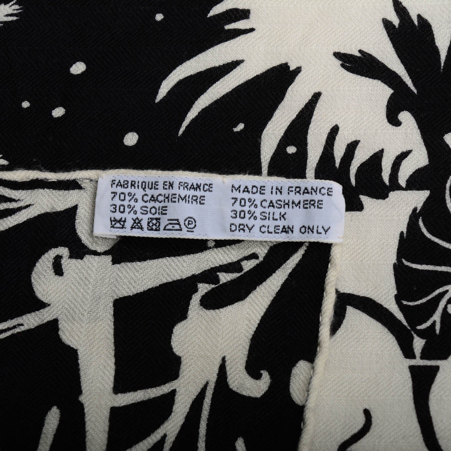 Hermes Cashmere Silk Tyger Tyger Shawl 140 Noir Blanc Gris 6 of 6