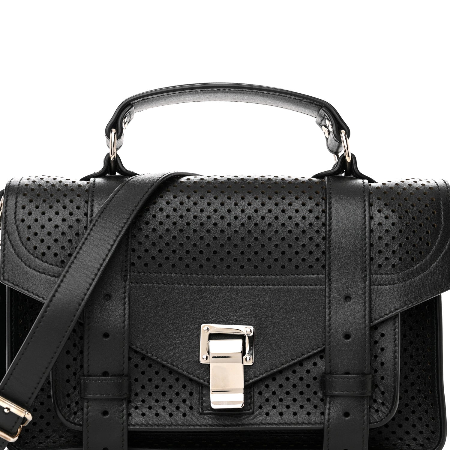 Proenza Schouler Lambskin Perforated Tiny PS1 Satchel Black 7 of 10