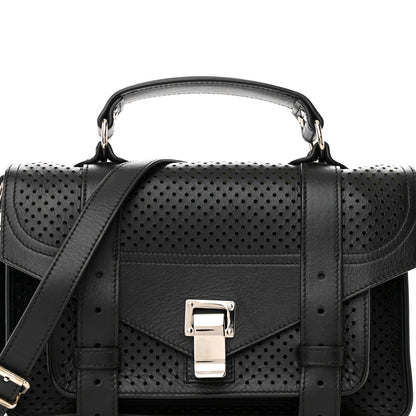 Proenza Schouler Lambskin Perforated Tiny PS1 Satchel Black 7 of 10