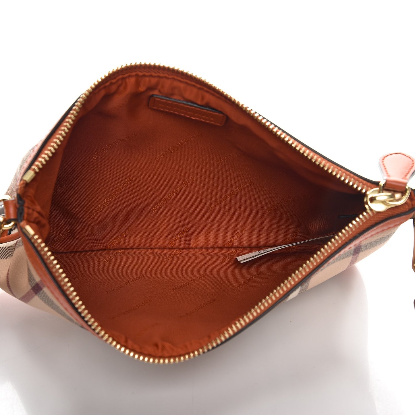 Haymarket Check Small Peyton Crossbody Clutch Bag Burnt Amber