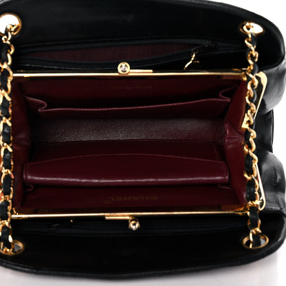 Chanel Lambskin Chevron Quilted Frame Shoulder Bag Black 5 of 14