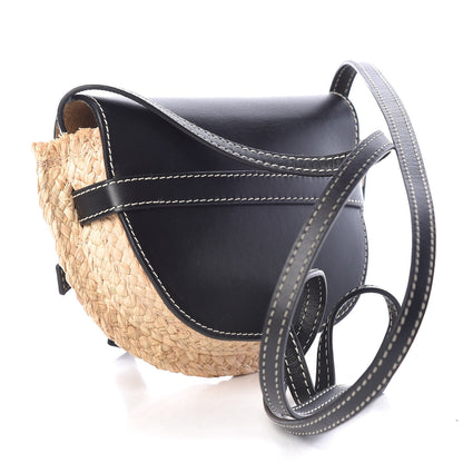 Loewe Calfskin Raffia Mini Gate Crossbody Bag Natural Black 3 of 10