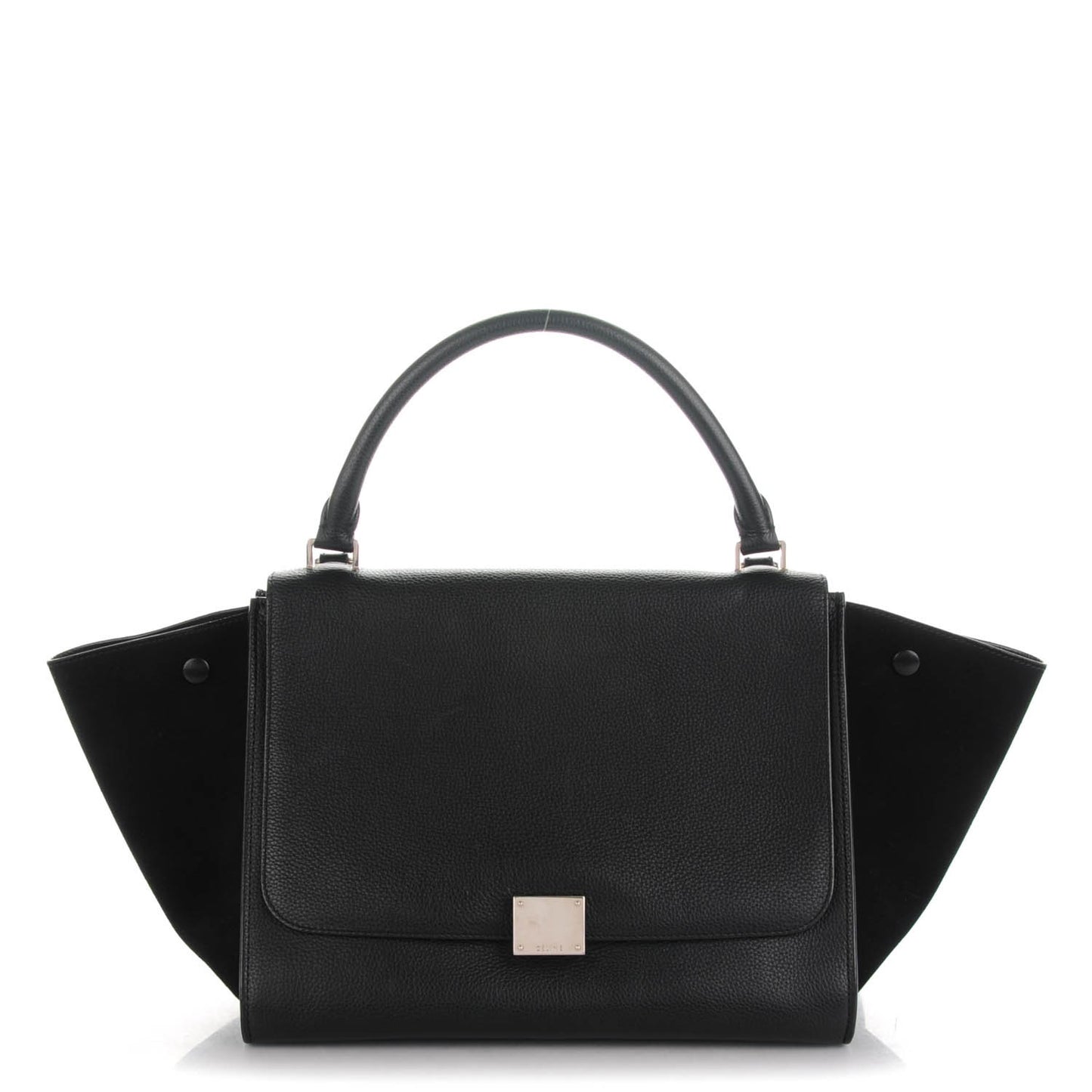 Drummed Calfskin Suede Small Trapeze Black