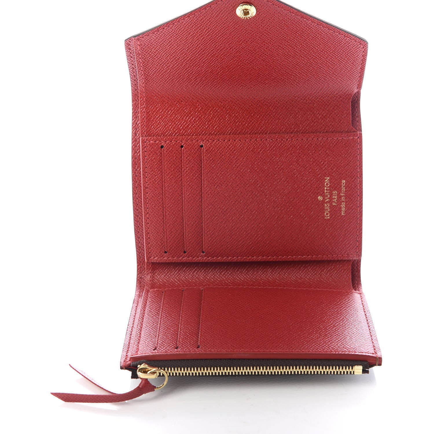 Louis Vuitton Damier Ebene Victorine Wallet Red 5 of 7