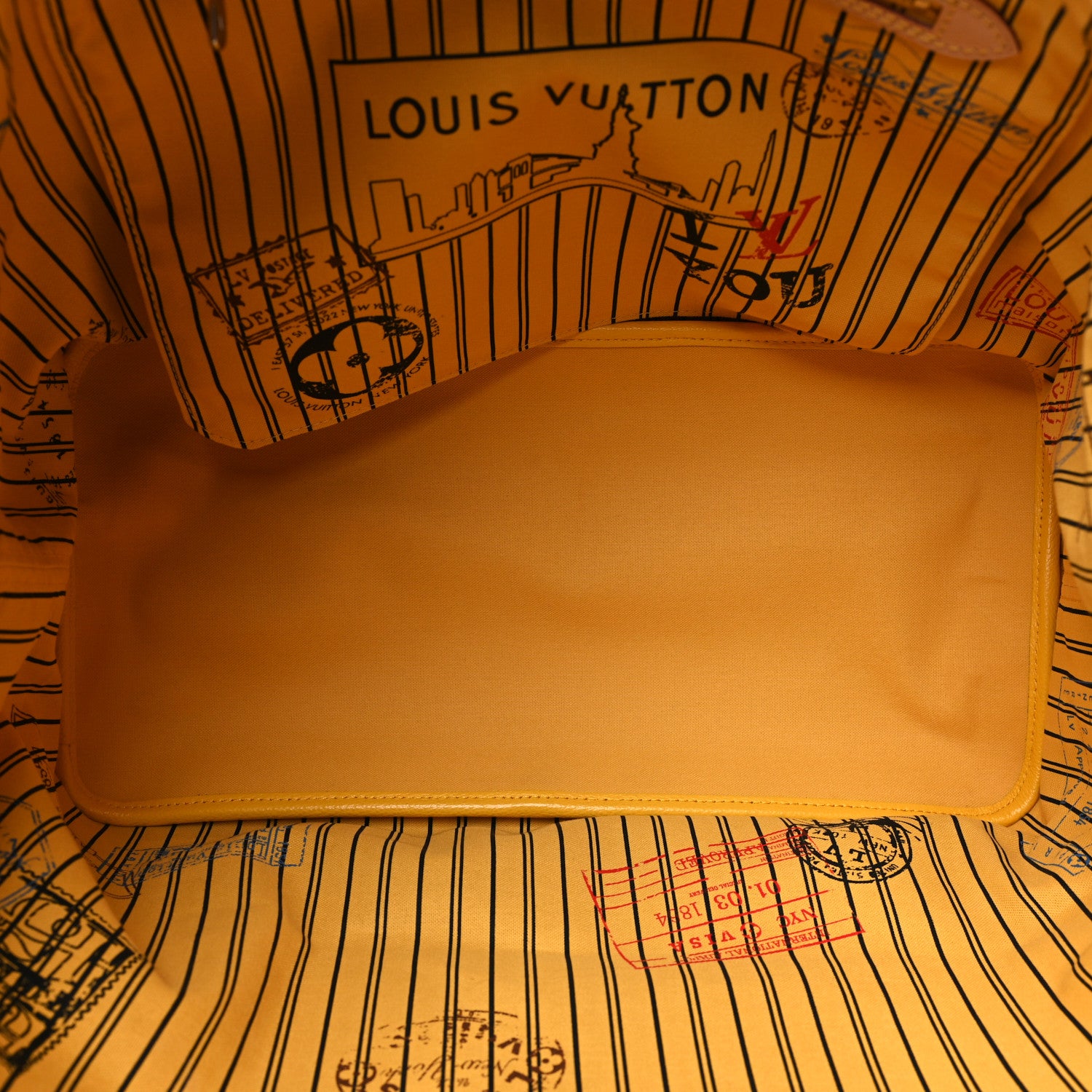 Louis Vuitton Monogram Stamped Inside Out NYC Neverfull Bandouliere GM Yellow 8 of 14