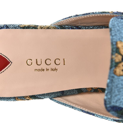 Gucci Iridescent Brocade Womens Princetown Slippers 38.5 Azure Multicolor Oro 7 of 9