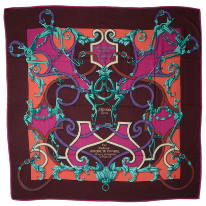 Hermes Cashmere Silk L'Instruction du Roy Shawl GM 140 Aubergine Fuchsia Vert 2 of 6