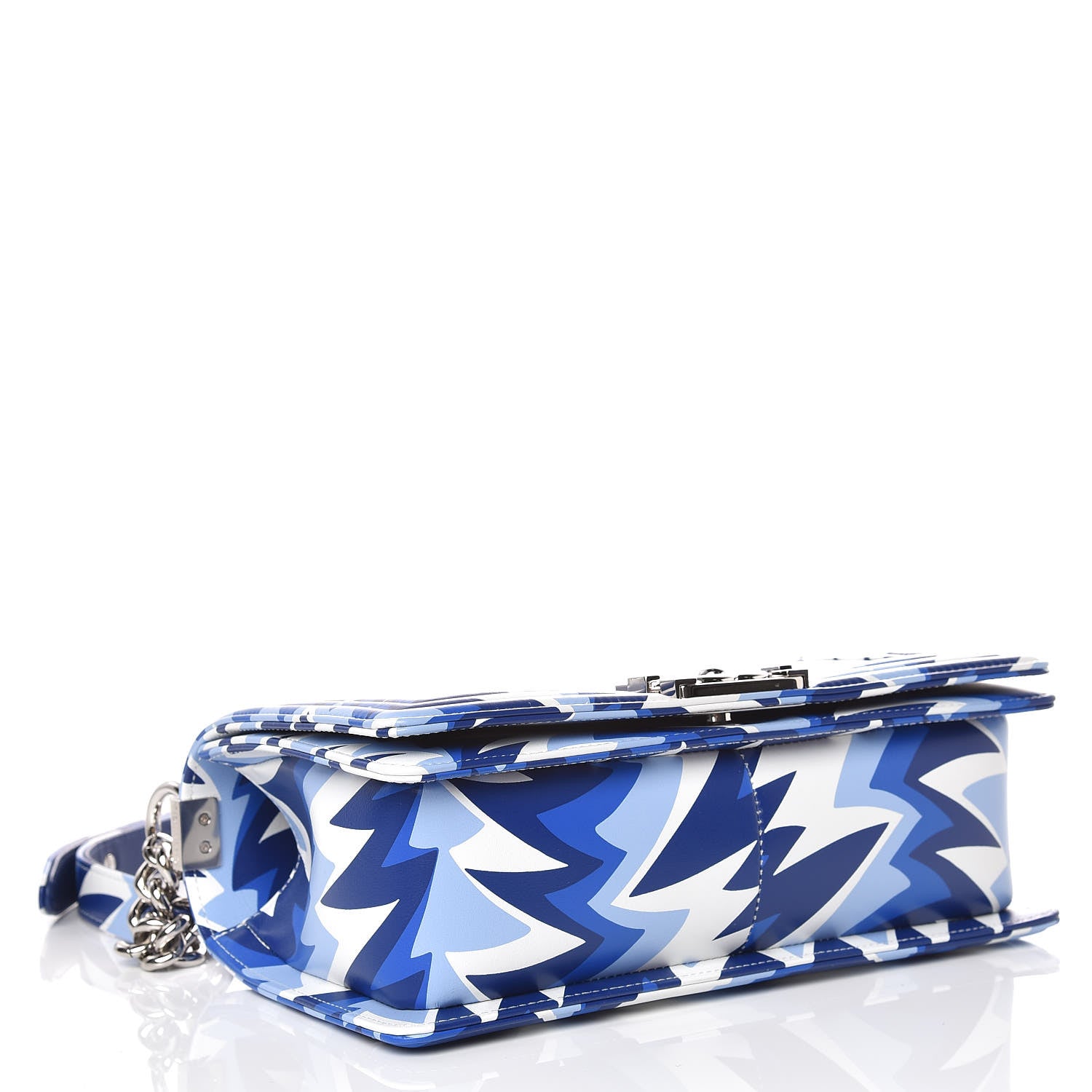 Chanel Printed Calfskin Medium Boy Flap Blue White 4 of 10