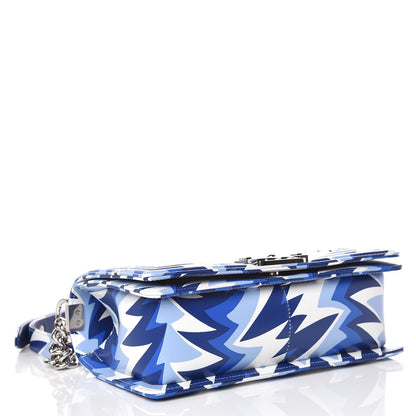 Chanel Printed Calfskin Medium Boy Flap Blue White 4 of 10