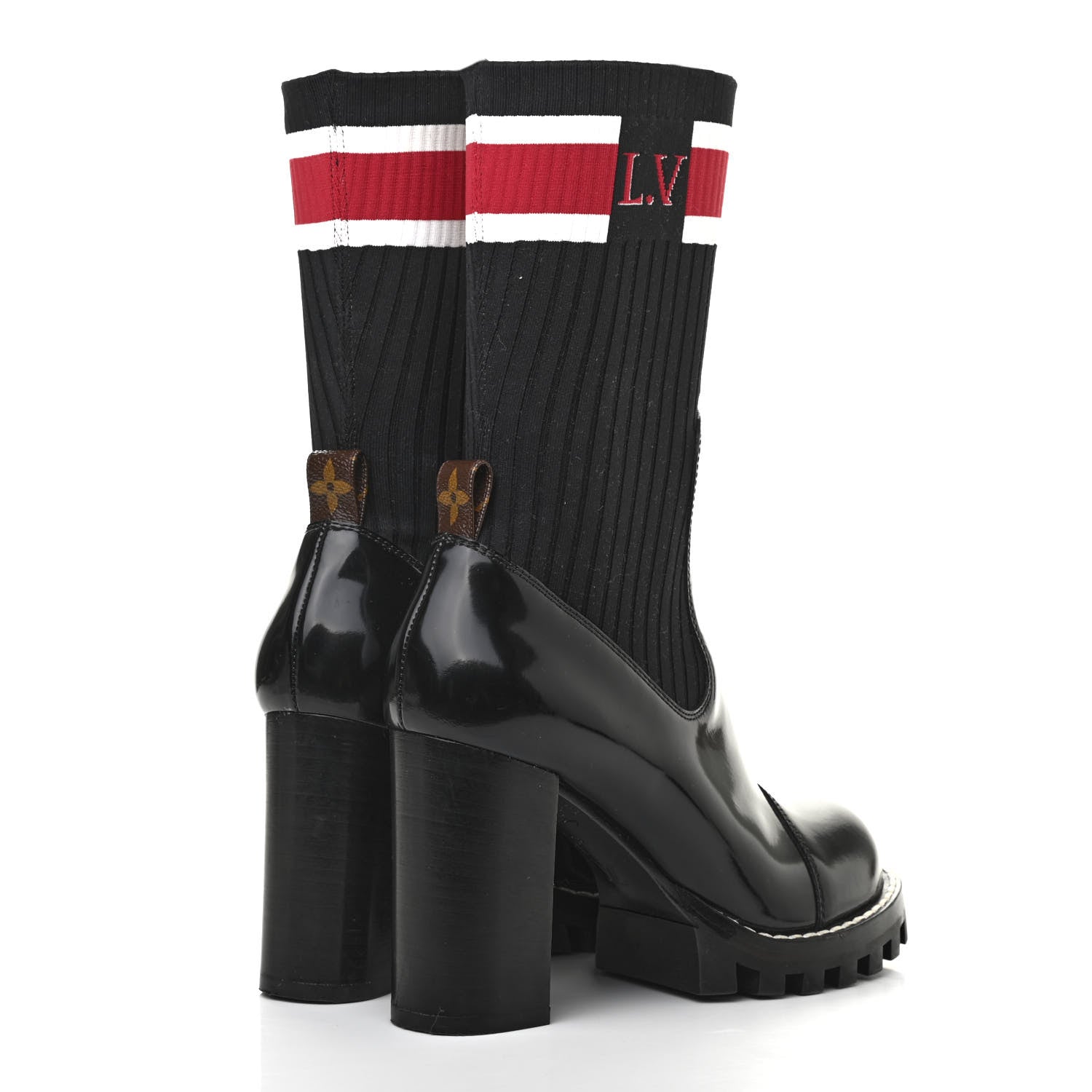 Louis Vuitton Patent Calfskin Star Trail Sock Ankle Boots 38 Black 4 of 6