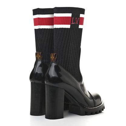 Louis Vuitton Patent Calfskin Star Trail Sock Ankle Boots 38 Black 4 of 6