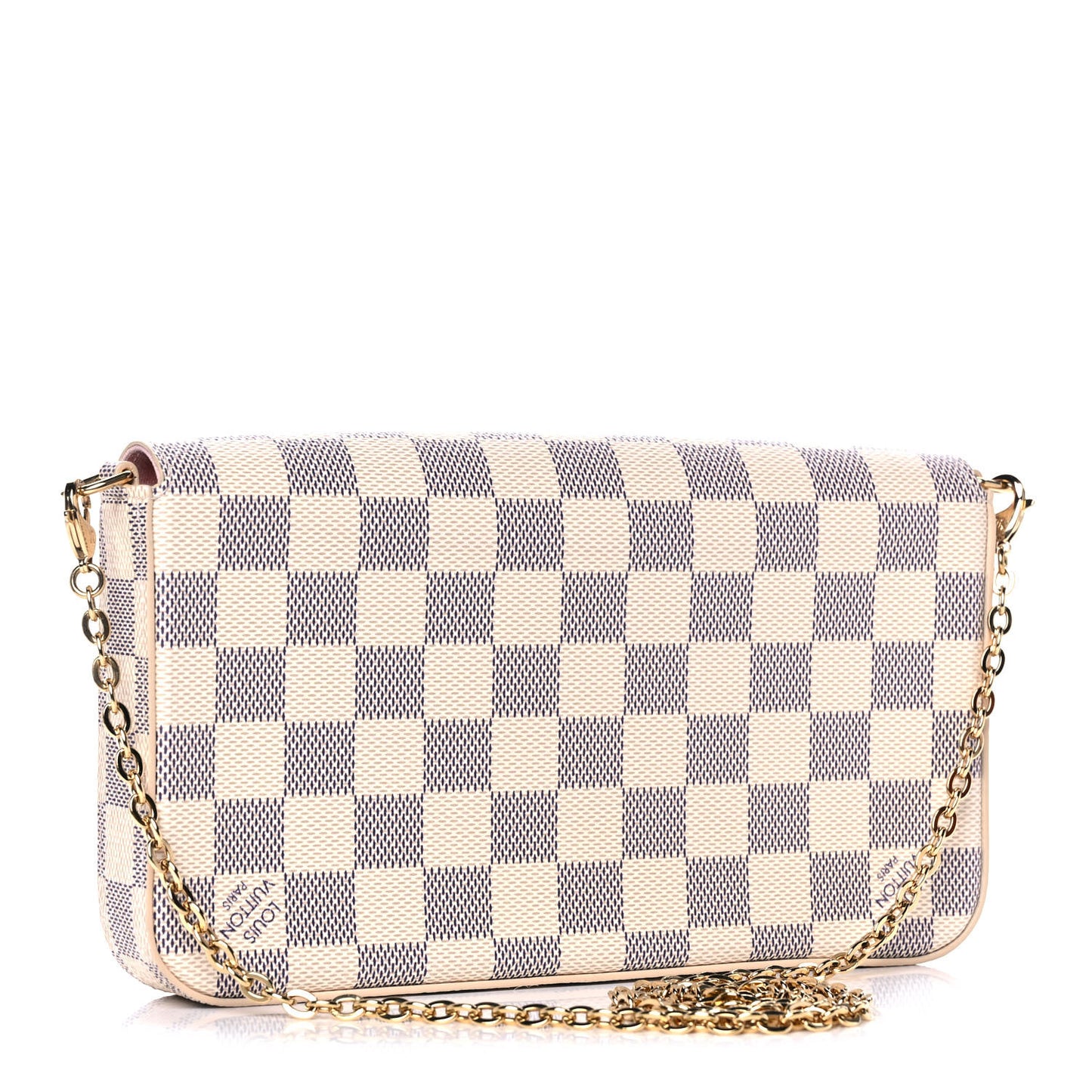 Damier Azur Pochette Felicie Chain Wallet Rose Ballerine