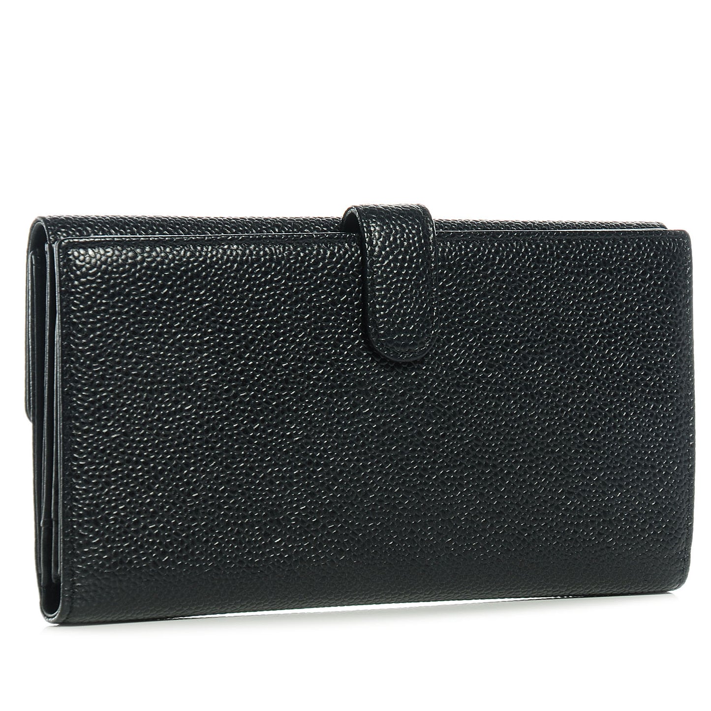 Caviar CC Long Flap French Wallet Black