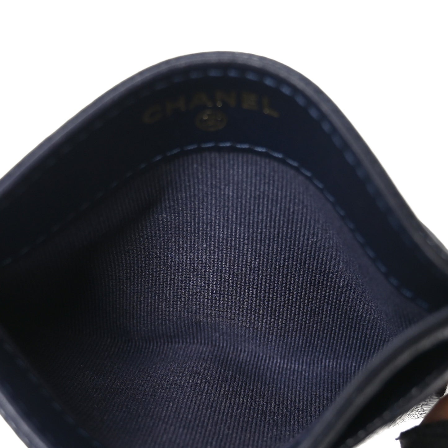 Caviar Quilted Card Holder Navy
