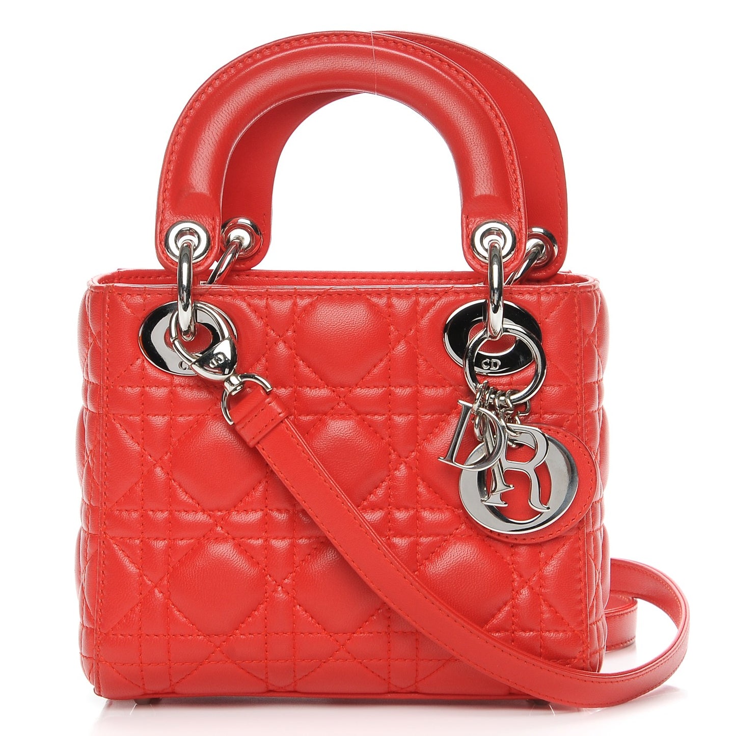 Lambskin Cannage Mini Lady Dior Vermillion