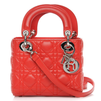 Christian Dior Lambskin Cannage Mini Lady Dior Vermillion 1 of 8