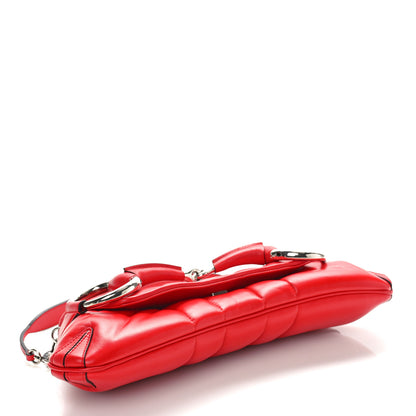 Gucci Nappa Vertical Matelasse Medium Maxi Horsebit Chain Shoulder Bag Beret Red 4 of 11