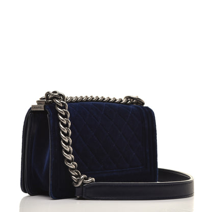 Chanel Velvet Quilted Small Boy Flap Blue 3 of 9