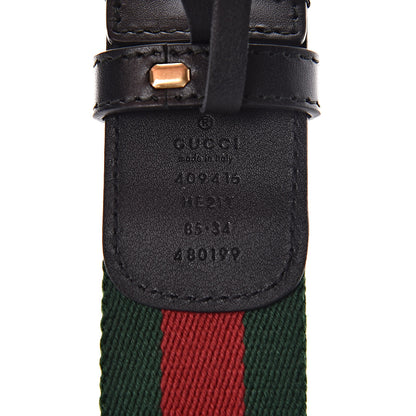Gucci Nylon Calfskin Double G Web 40mm Belt 85 34 Green Red Black 4 of 6