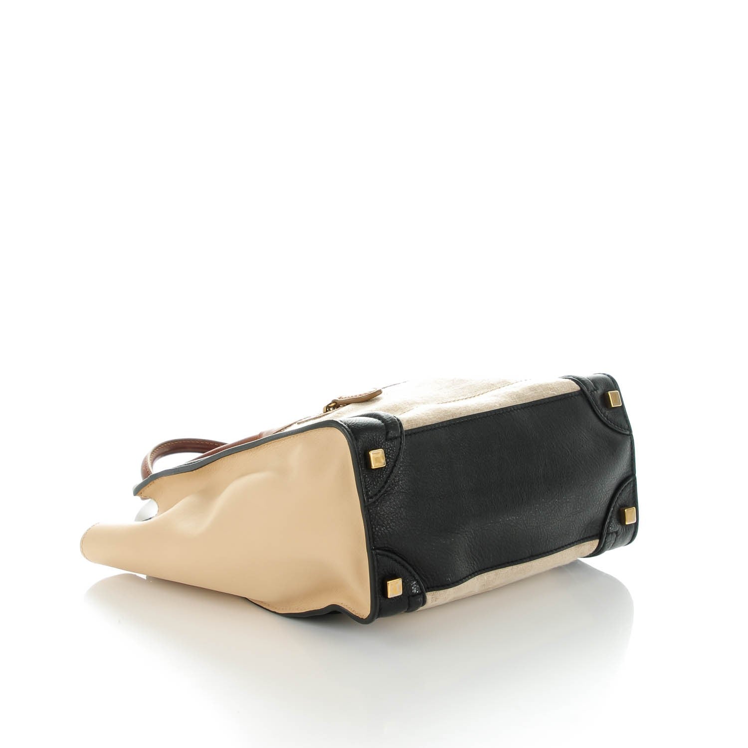 Celine Calfskin Linen Micro Tri-Color Luggage Natural 4 of 8