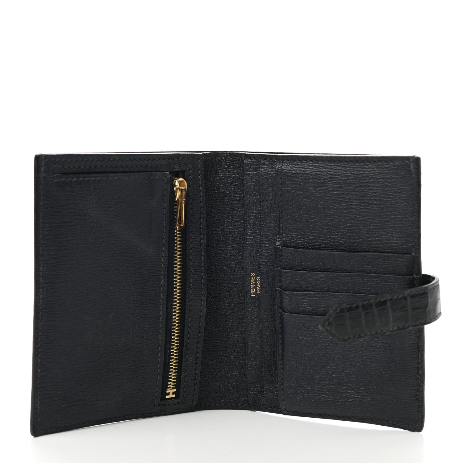 Hermes Matte Alligator Bearn Compact Wallet Bleu Indigo 5 of 7