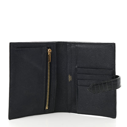 Hermes Matte Alligator Bearn Compact Wallet Bleu Indigo 5 of 7