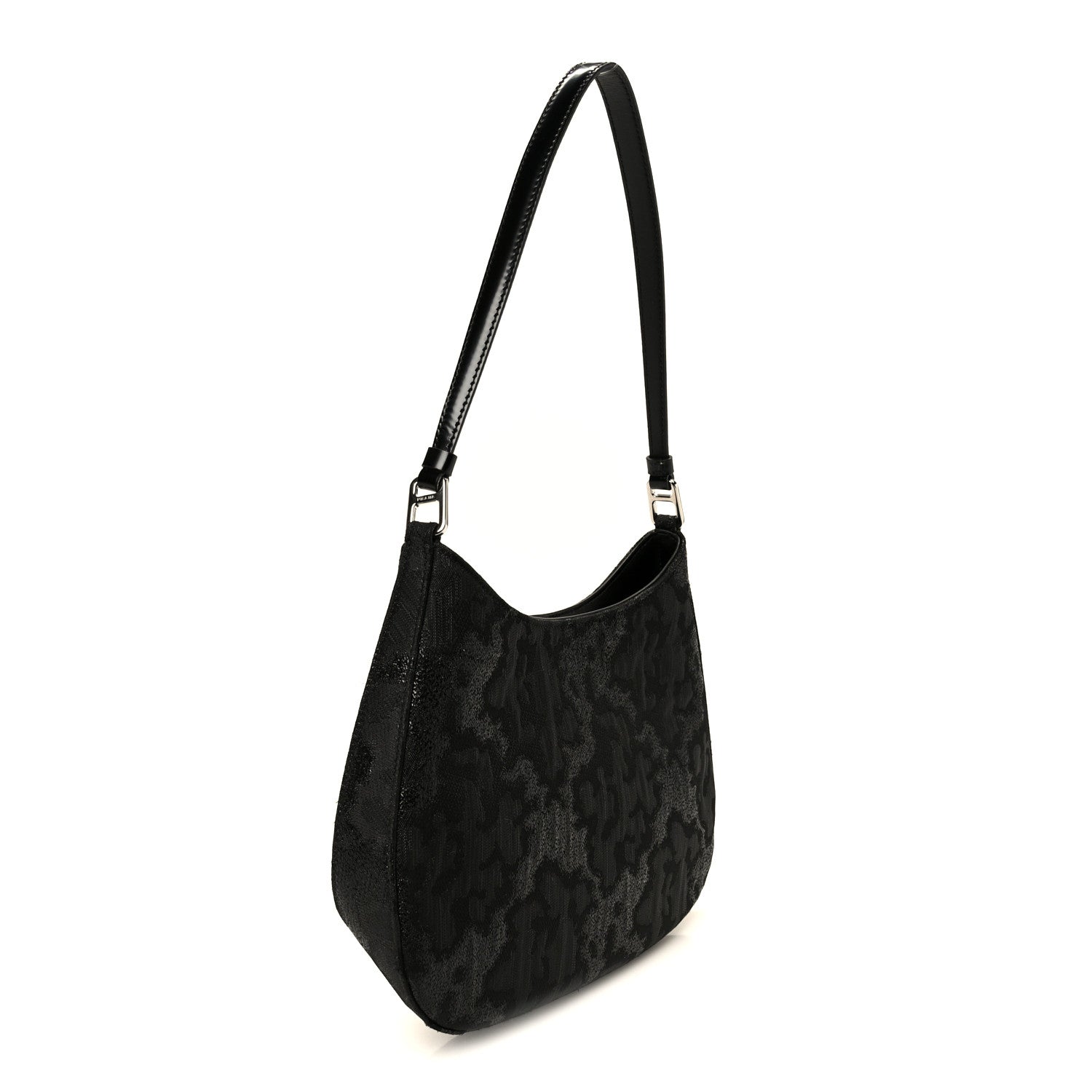 Prada Broccato Cleo Shoulder Bag Black 3 of 10