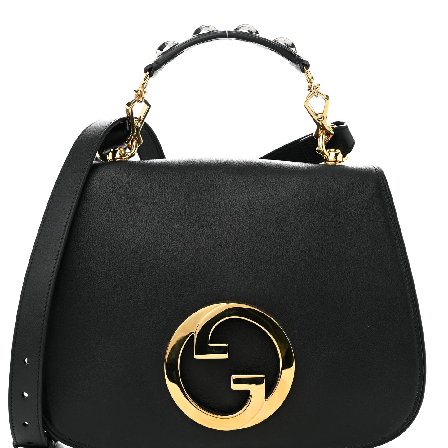 Roxy Calfskin Medium studded Blondie Shoulder Flap Bag Black