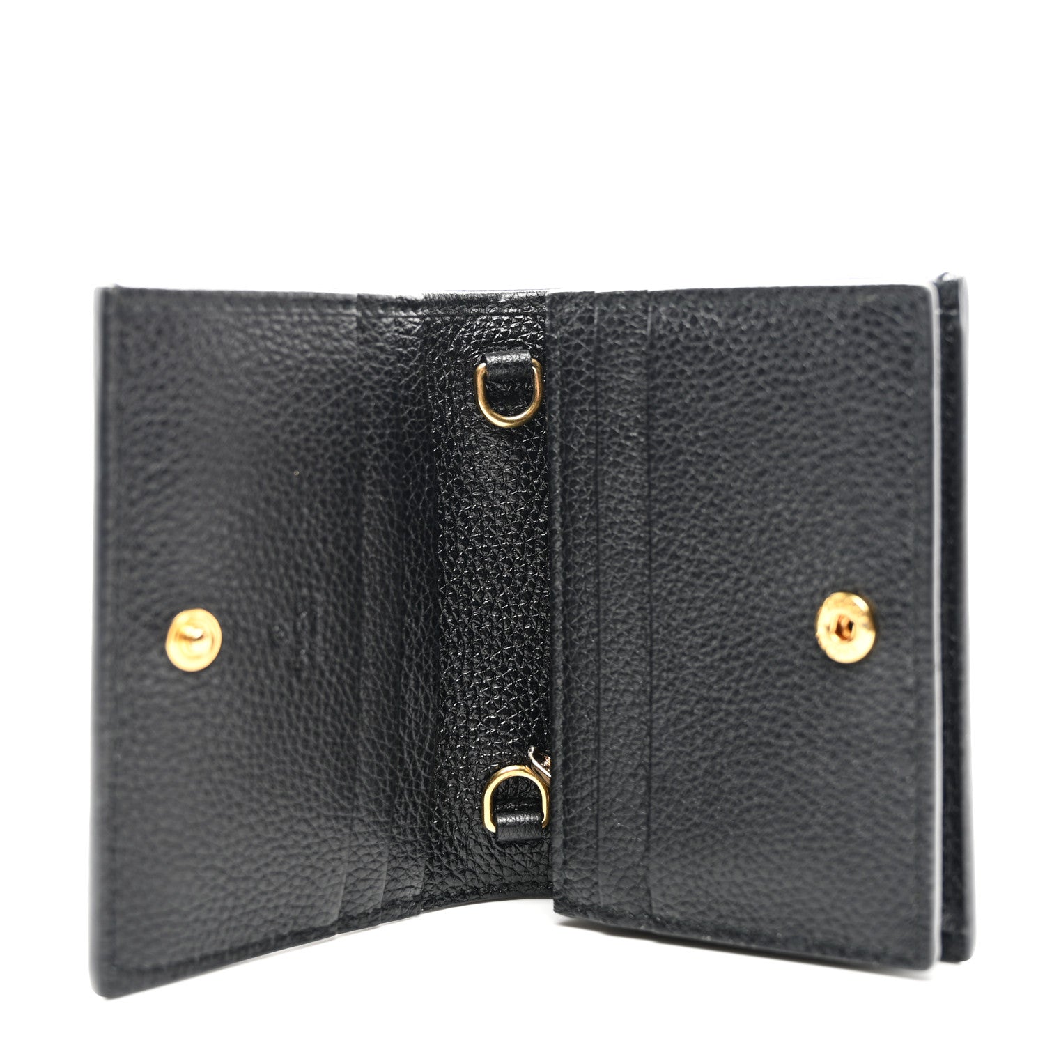 Gucci Grainy Calfskin Zumi Chain Card Case Wallet Black 5 of 7