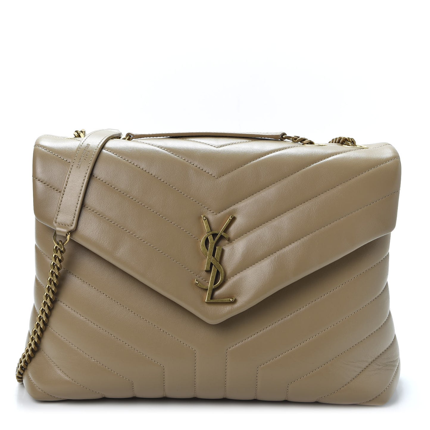 Calfskin Y Quilted Monogram Medium Loulou Chain Satchel Dark Latte