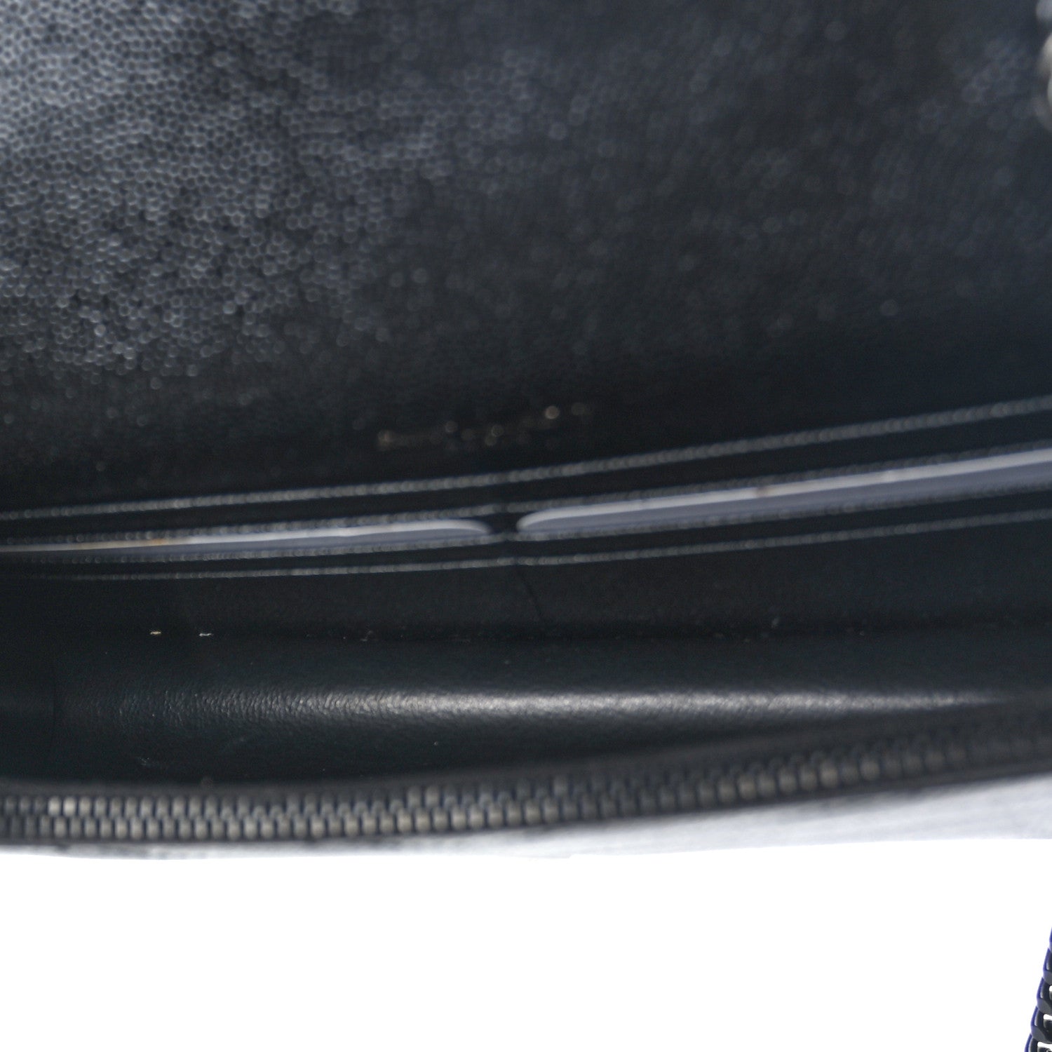 Saint Laurent Grain De Poudre Matelasse Chevron Monogram Monochrome Envelope Chain Wallet Black 5 of 11