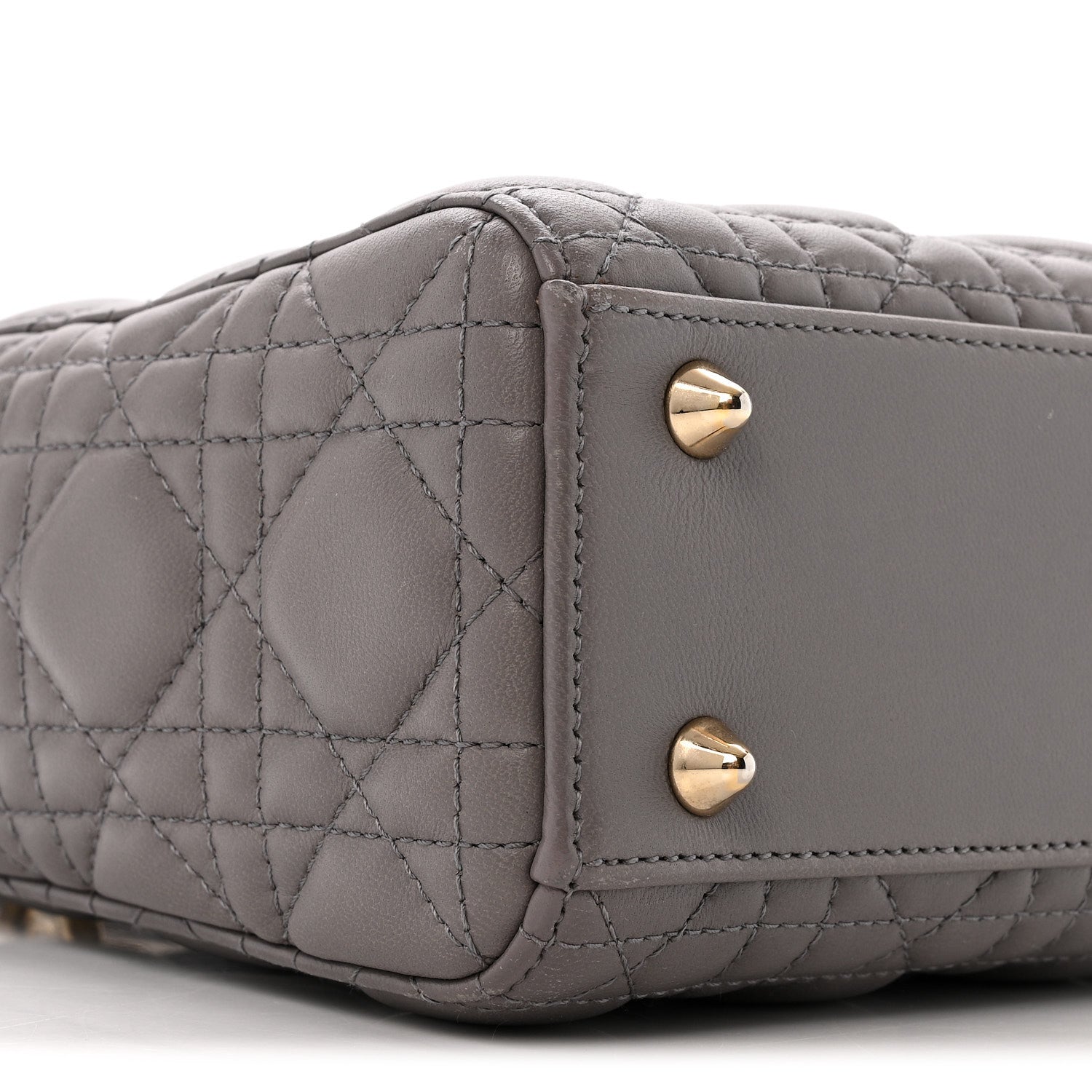 Christian Dior Lambskin Cannage Small Lady Dior Grey 9 of 17