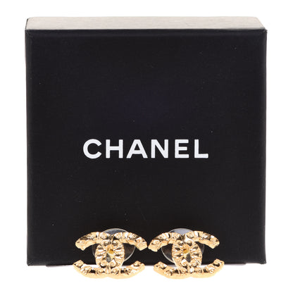 Chanel Metal Textured CC Earrings Gold 5 of 5