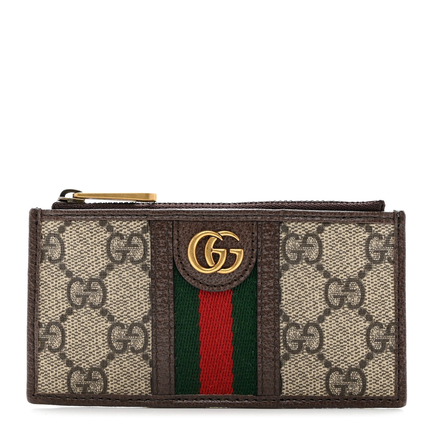 GG Supreme Monogram Web Ophidia Coin Case Brown