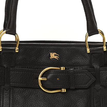 Burberry Calfskin Buckle Tote Dark Brown 9 of 13
